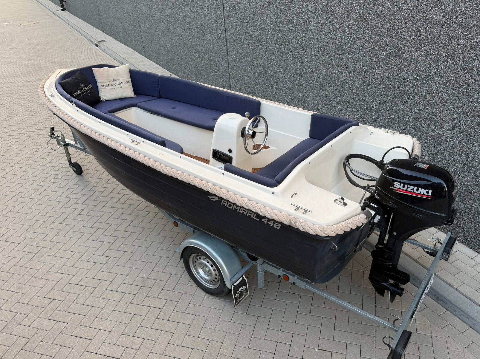 Unieke Admiral 440 Sloep | Suzuki 15PK (20PK) boot + Trailer, Watersport en Boten, Ophalen, Admiral, 1.90 meter, 15 pk
