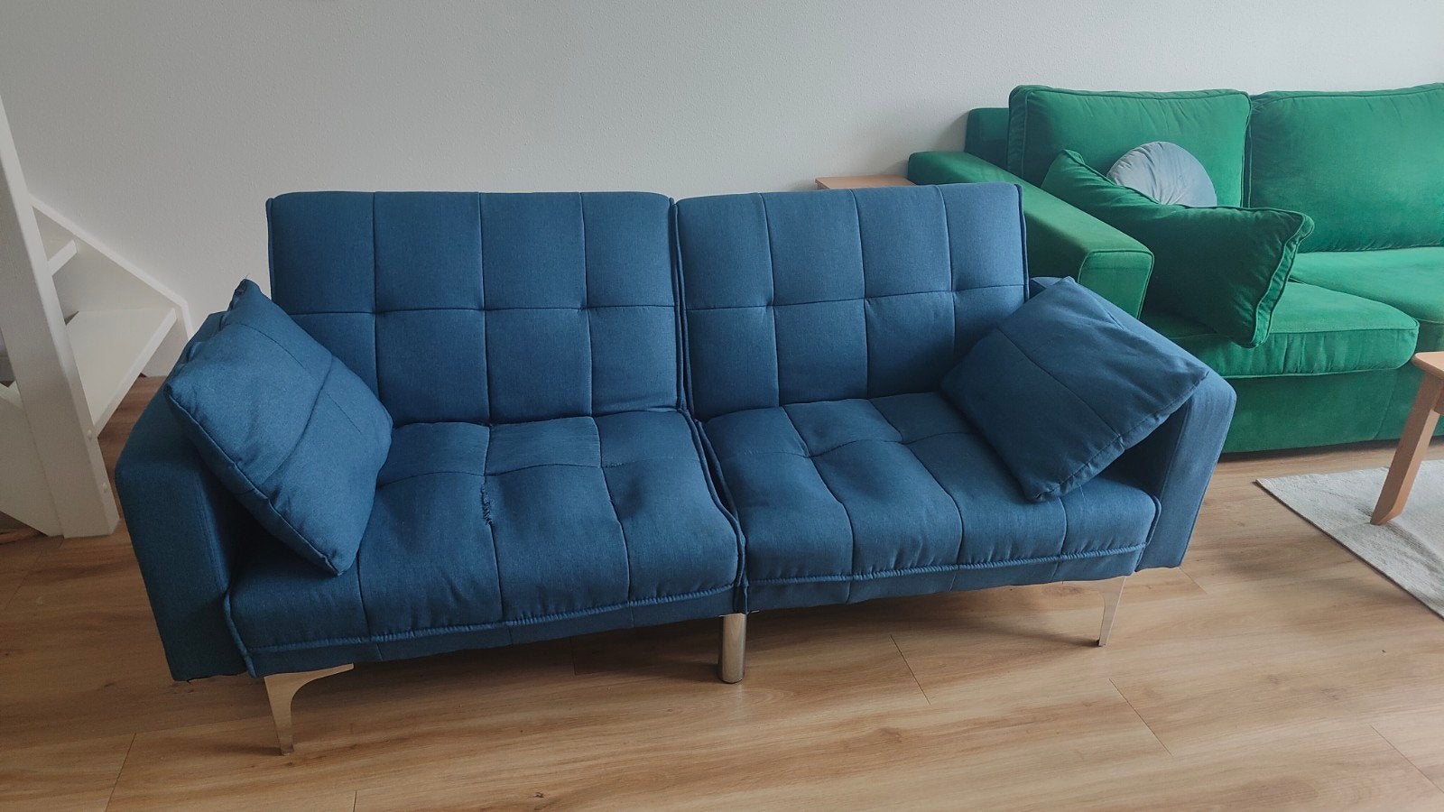 IKEA Beddinge slaapbank met gebruikssporen, incl. 2 kussens, Gebruikt, Blauw, Tweepersoons, 140 cm