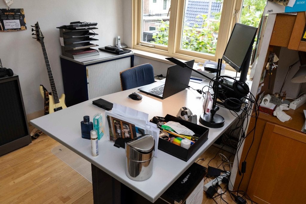 bureau en bijpassend ladeblok, Ophalen, 90 cm, Gebruikt, In hoogte verstelbaar
