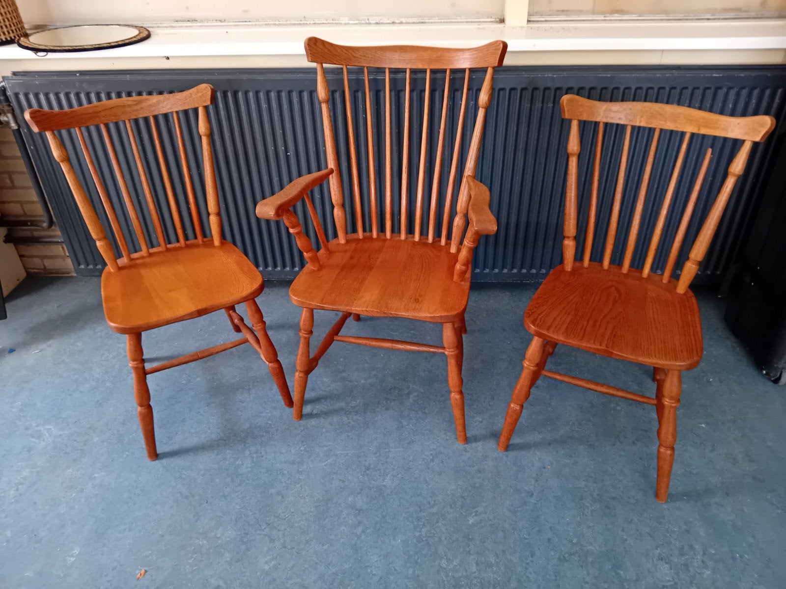 3 Grenen stoelen, Ophalen, Gebruikt, Bruin