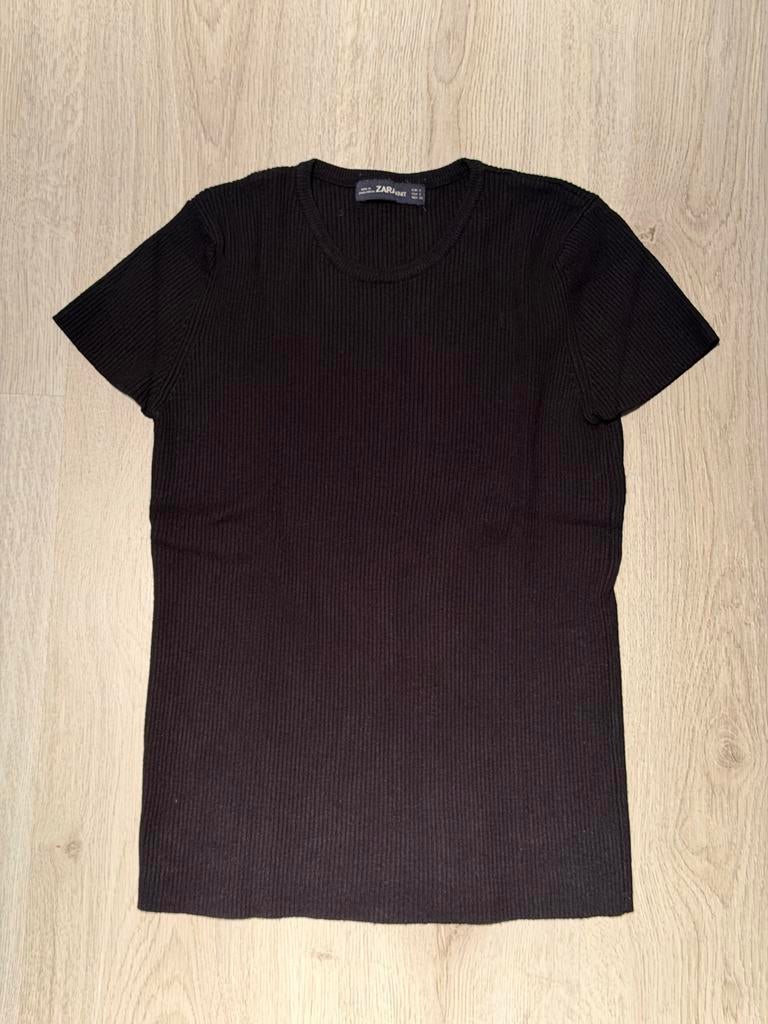 Zwarte Zara Knit Top Maat S, Kleding | Dames, T-shirts, Zwart, Ophalen of Verzenden, Zo goed als nieuw, Korte mouw