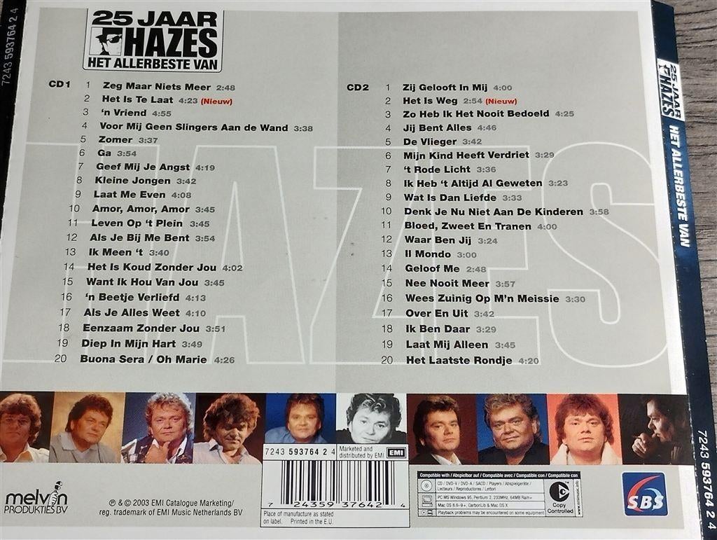 Andre Hazes - 25 Jaar Hazes [Het Allerbeste Van 2 CD], Cd's en Dvd's, Ophalen of Verzenden, Gebruikt, Levenslied of Smartlap