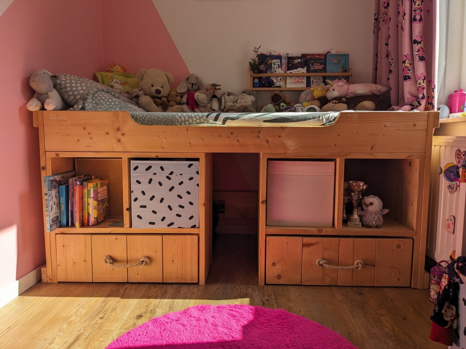 Steigerhout bed 190,5x96x85 cm incl matras en lattenbodem, Ophalen of Verzenden, Zo goed als nieuw, Hoogslaper