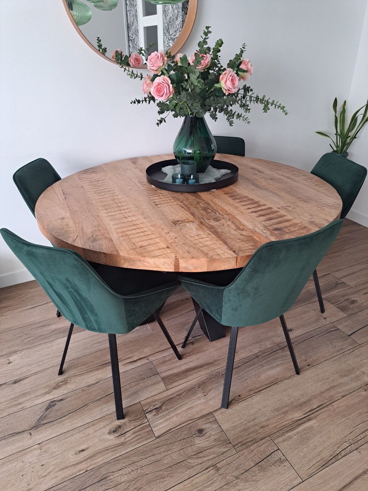 Ronde Mango Houten Tafel 150 cm, Ophalen, Gebruikt, Rond, Vijf personen of meer