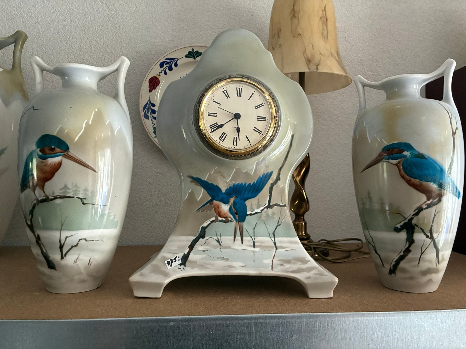 Antieke Schouwklok met Vazen - IJsvogel Decor, Ophalen