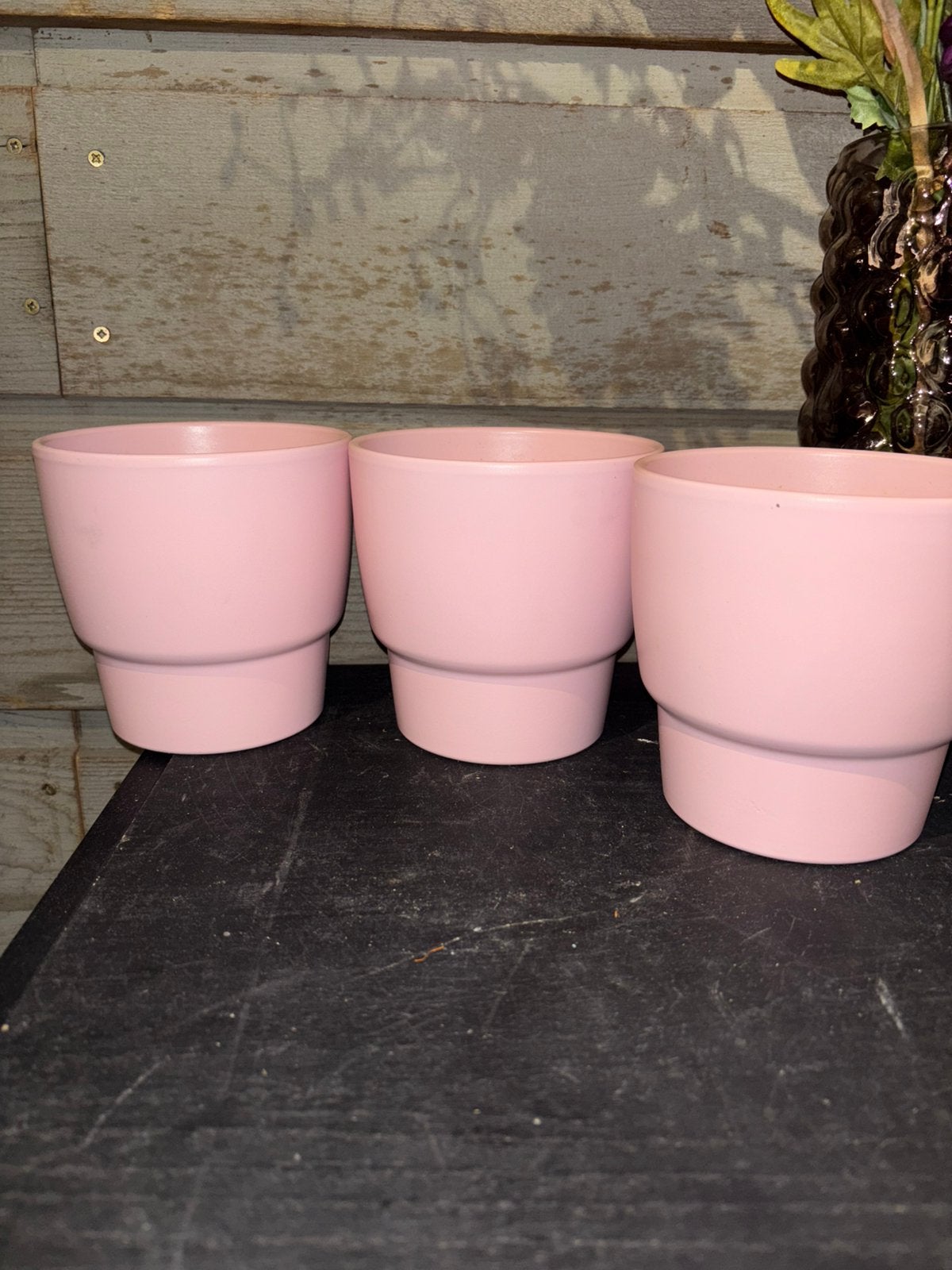3 roze bloempotten, Tuin en Terras, Bloempotten, Rond, Binnen, Ophalen of Verzenden, Zo goed als nieuw