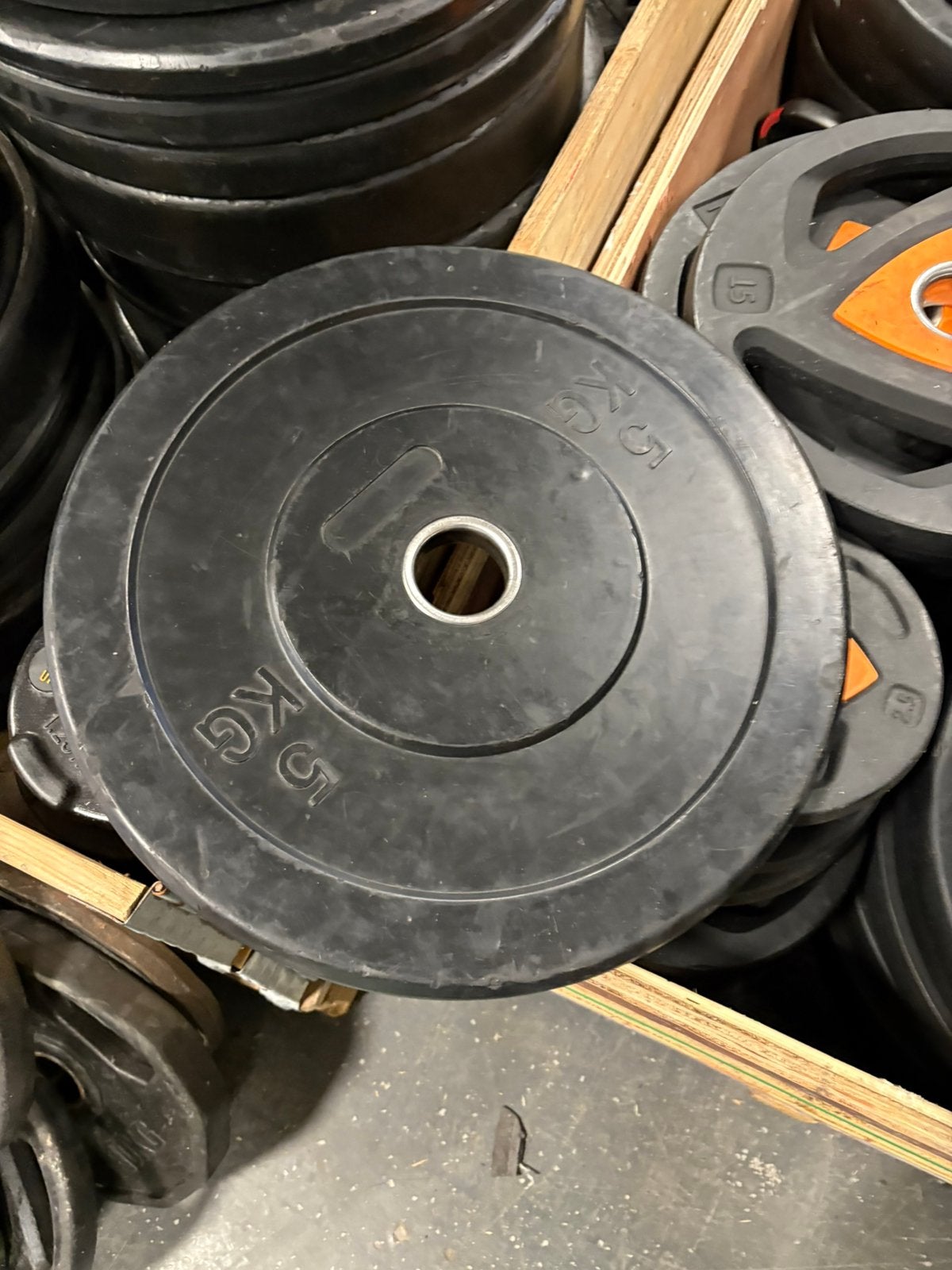 2 x 5 kg Olympische bumper plates bumperplates schijven, Gebruikt, Bumper plates, 2 x 5 kg, Schijven