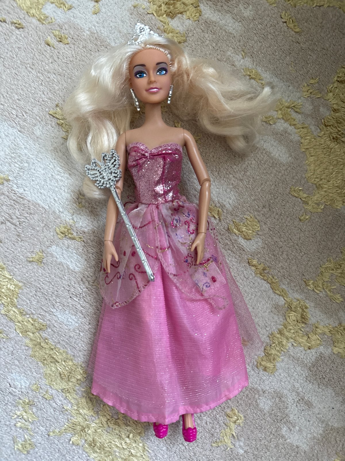 Prinses pop met roze jurk en toverstaf, Ophalen of Verzenden, Gebruikt, Barbie