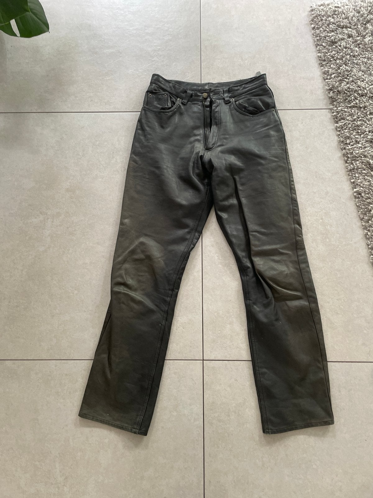 Leren broek - Zwart - Gedragen, Maat 38/40 (M), Zwart, Ophalen of Verzenden, Lang