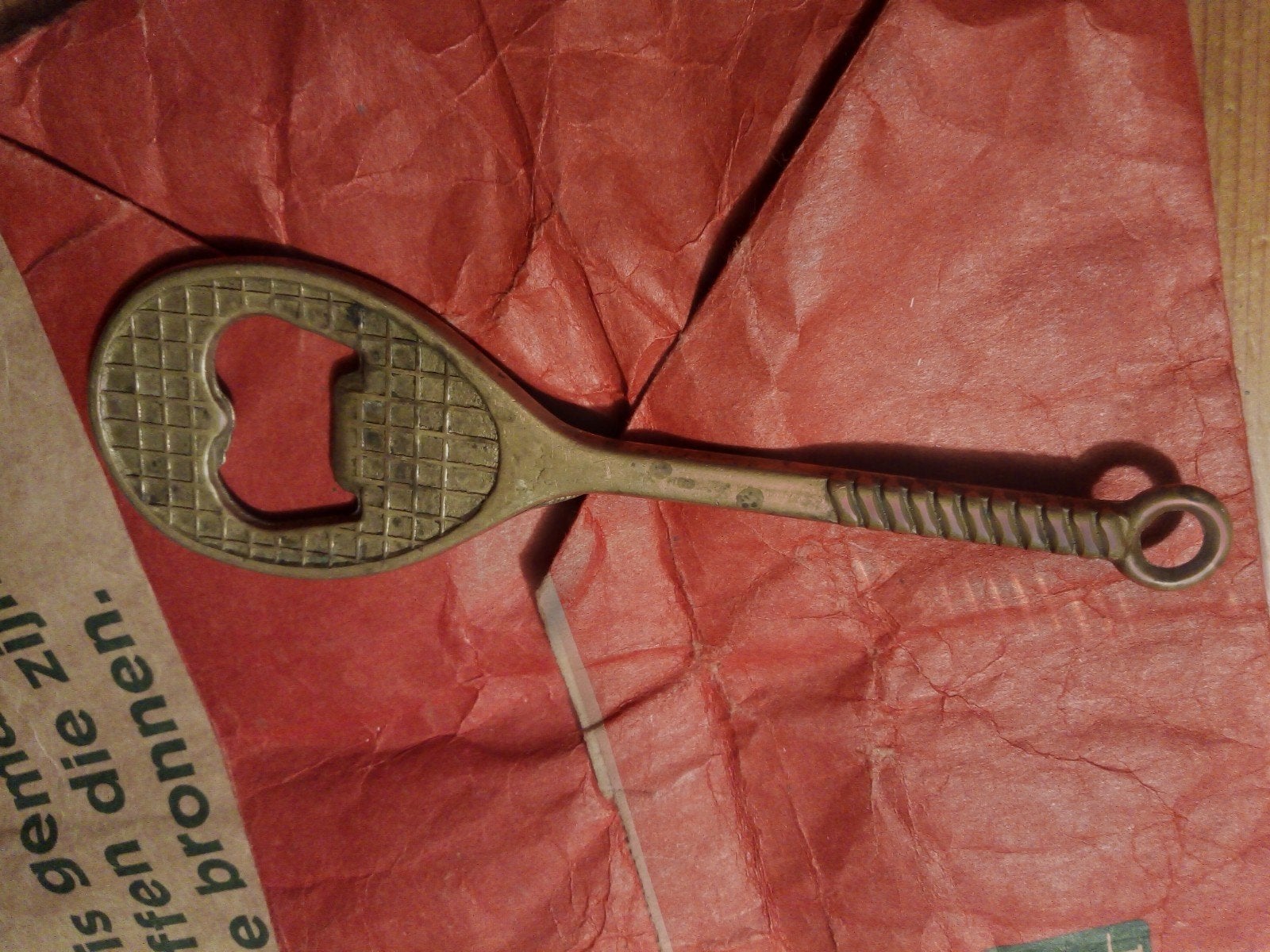Vintage Flessenopener Tennisracket - 15x4,5 cm, Ophalen of Verzenden