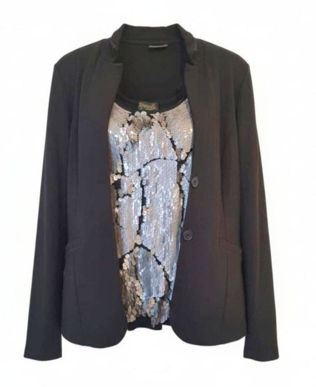 Stijlvolle set: Colbert (Street One) & glitter Top Maat 42/L, Kleding | Dames, Kostuum of Pak, Zwart, Maat 42/44 (L), Zo goed als nieuw