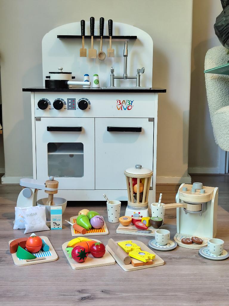 Speelkeuken zeer uitgebreid met extra sets Classic New Toys, Ophalen, Gebruikt, Hout, Speelkeuken