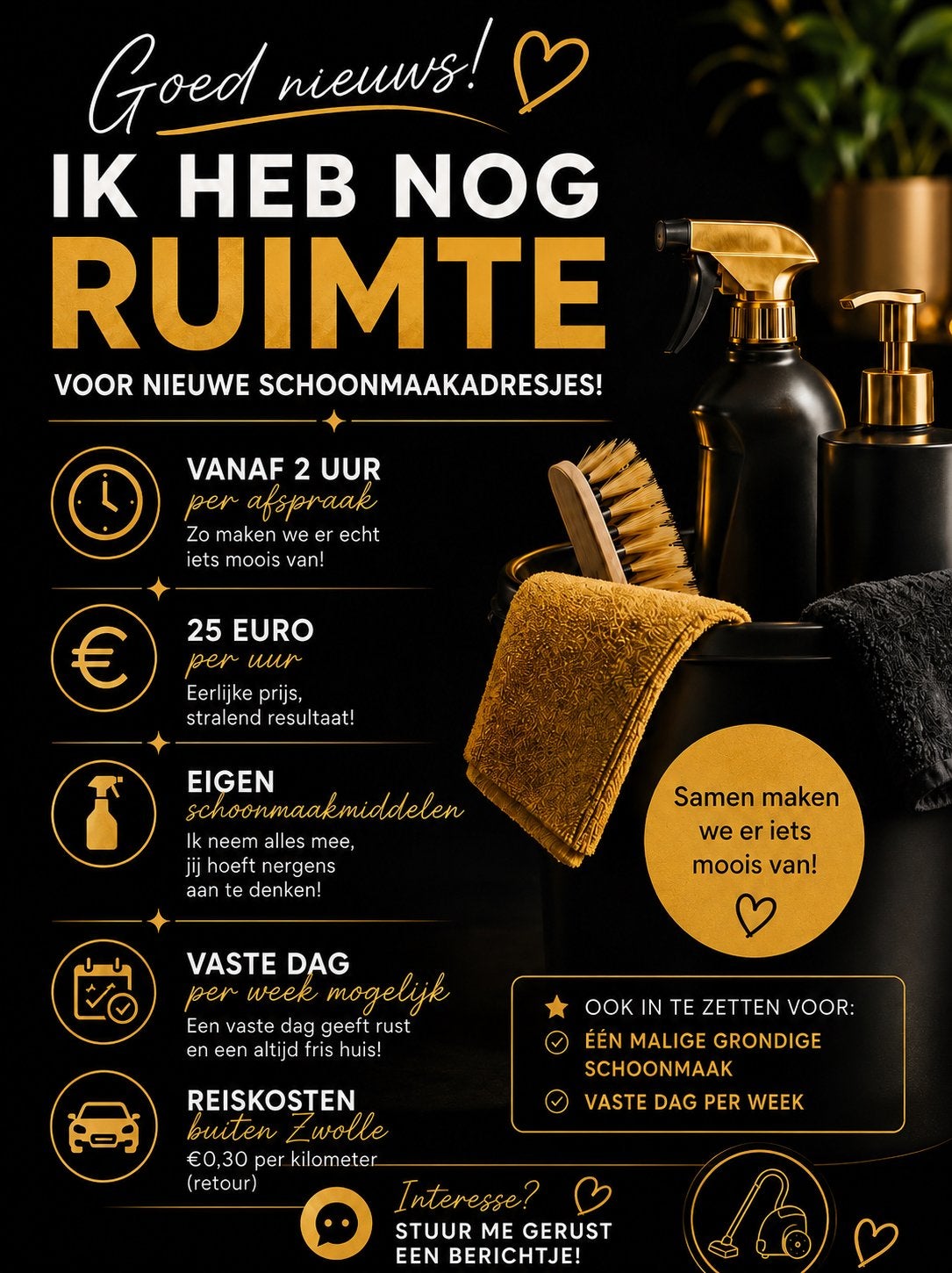 Betrouwbare schoonmaakster aangeboden Zwolle en omgeving, Vacatures