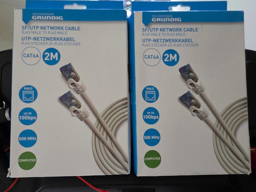 Grundig SF/UTP Netwerkkabel CAT6A 2M RJ45 Male, Ophalen