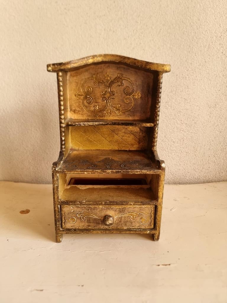 Oud florentijns miniatuur buffet sieradenkastje schapenweide, Antiek en Kunst, Curiosa en Brocante, Ophalen of Verzenden