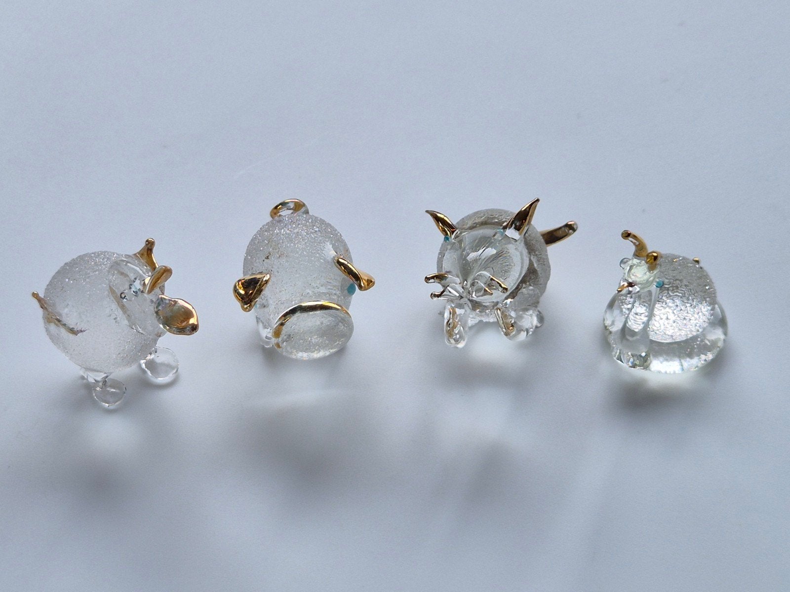 ​Set van 4 vintage glazen miniatuur figuurtjes, Ophalen of Verzenden, Zo goed als nieuw