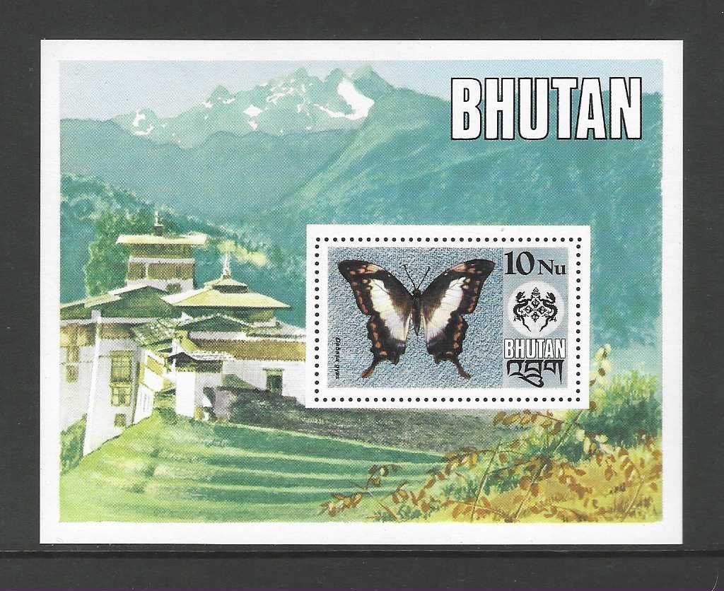 Bhutan Blok68 vlinder postfris jaar 1975, Ophalen of Verzenden, Postfris, Dier of Natuur