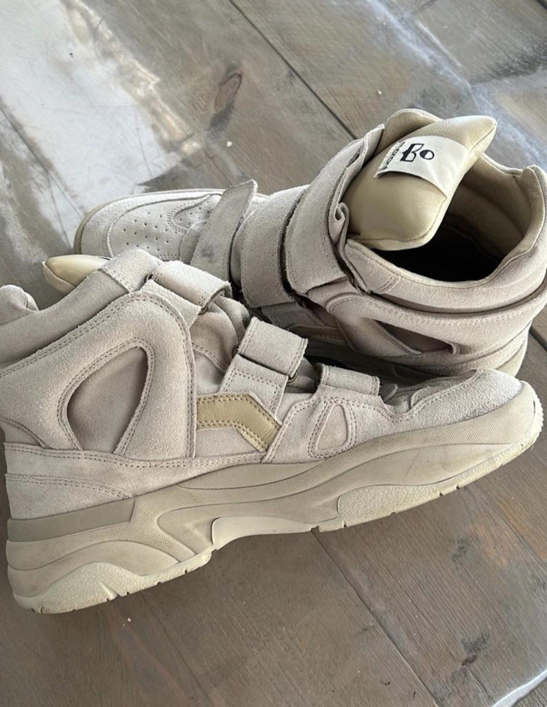 Isabel Marant Bumkeeh High-Top Sneakers – Beige Suede (Maat, Ophalen of Verzenden, Zo goed als nieuw