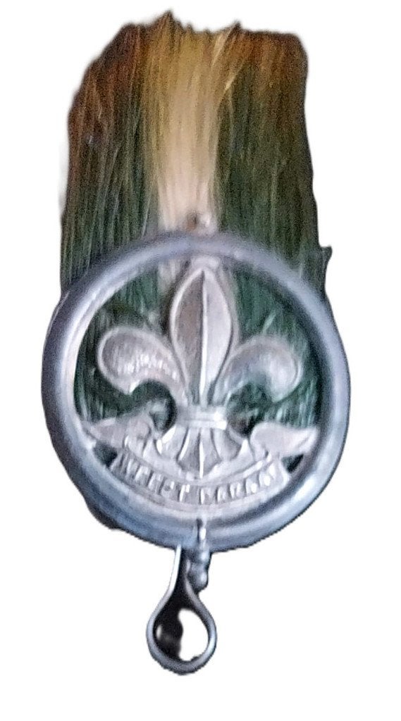 oude Hoedpluim Groepsleider Groen/wit/groen paardenhaar, Ophalen of Verzenden, Gebruikt, Embleem, Speld of Insigne