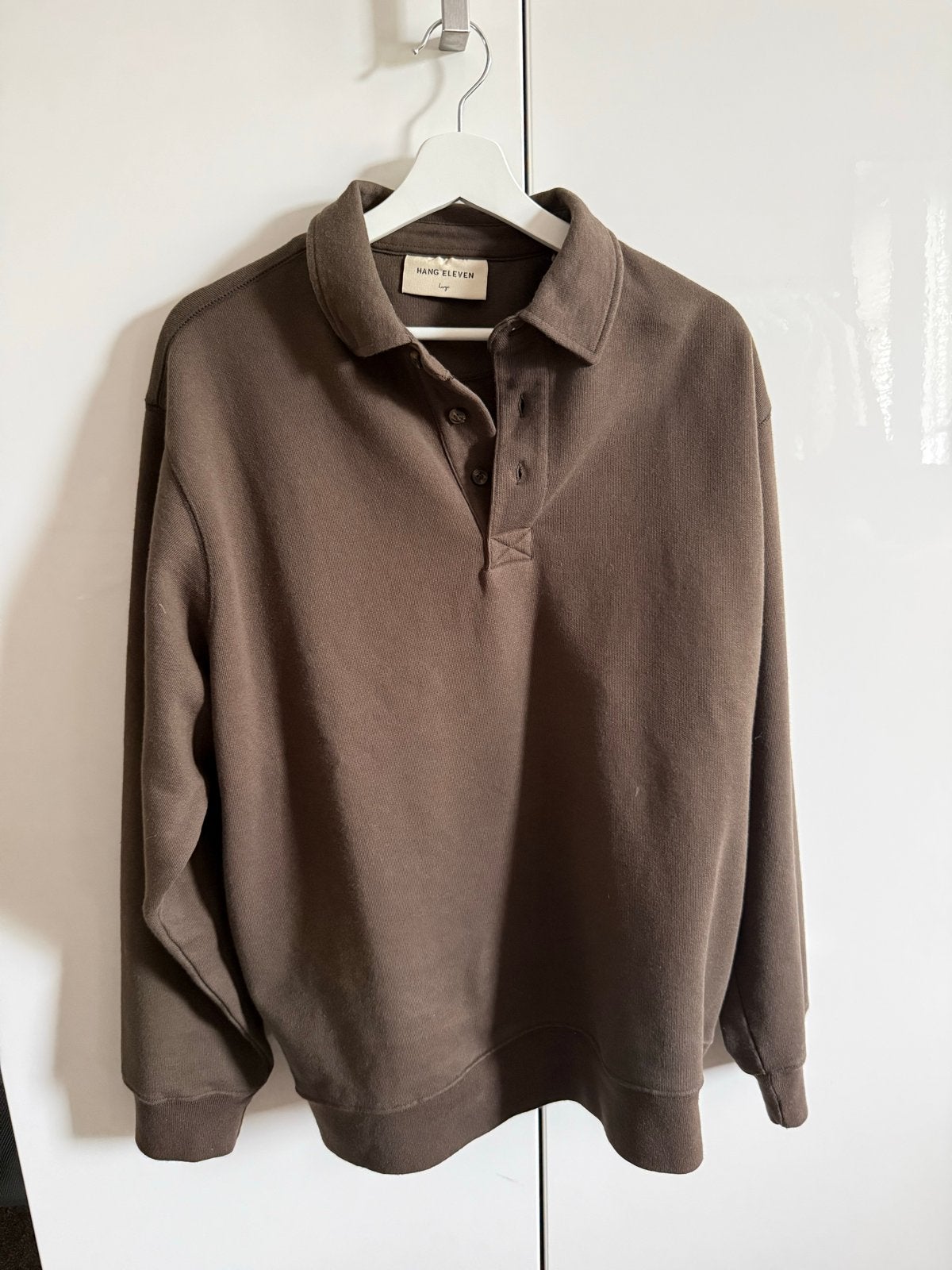Hang Eleven Vintage Washed Rugby Polo Bruin L, Ophalen of Verzenden, Zo goed als nieuw, Maat 52/54 (L), Bruin