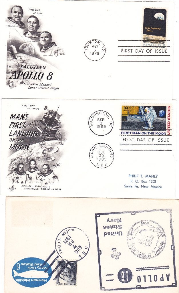 Ruimtevaart Apollo 8, 11 en 15 Amerika FDC (125), Postzegels en Munten, Verzenden, Overige thema's