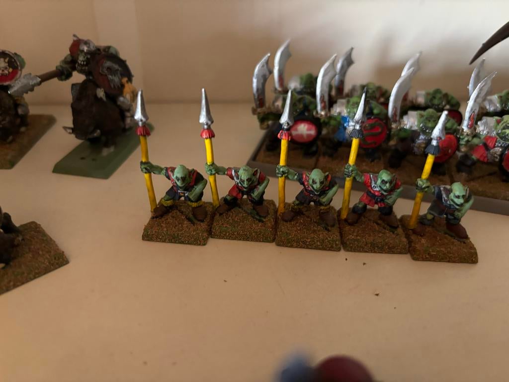 Warhammer Fantasy: 5 Goblin Speer & 8 Ork Boyz (Eerste Editi, Gebruikt, Figuurtje(s), Warhammer, Ophalen of Verzenden