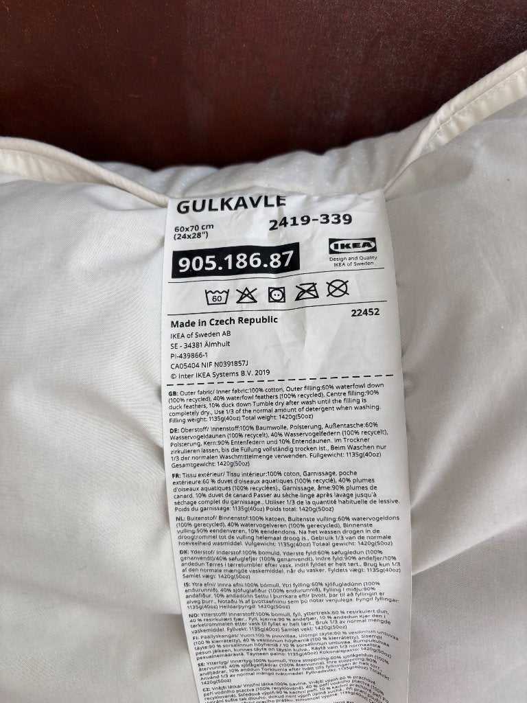 IKEA GULKAVLE Hoofdkussen 60x70 cm, Wasbaar, Wit, IKEA, Hoofdkussen
