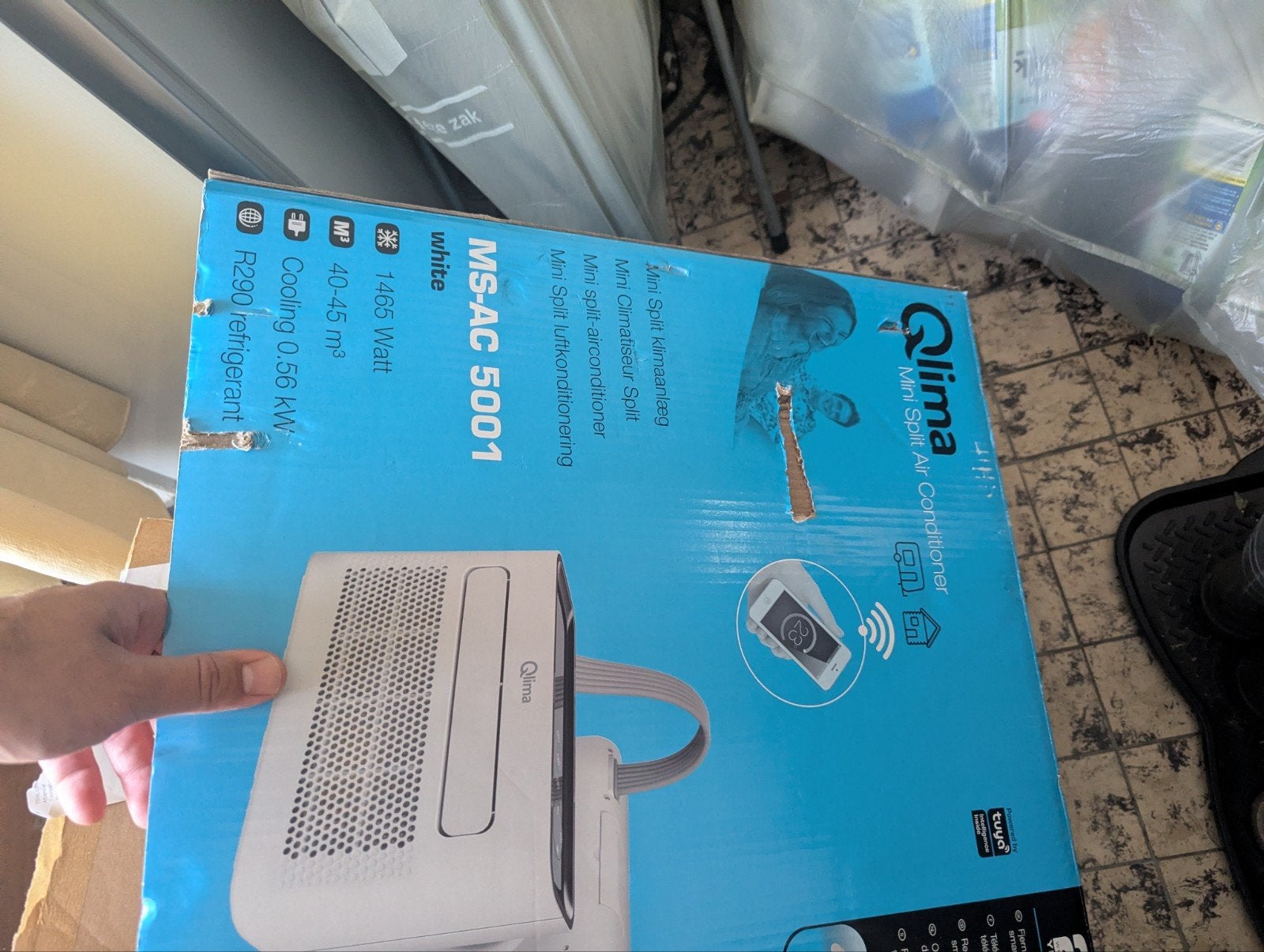 Qlima MS-AC 5001 Mini Split Airconditioner Wit, Minder dan 60 m³, Nieuw, 3 snelheden of meer, Ophalen of Verzenden