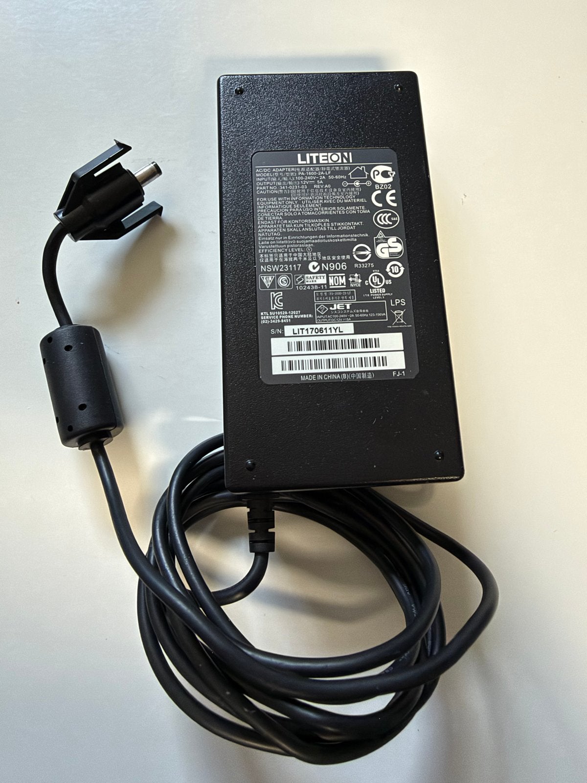 LITEON PA-1600-2A-LF AC Adapter 12V 5A, Computers en Software, Ophalen of Verzenden, Zo goed als nieuw