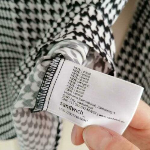Sandwich zwart wit druk printje longsleeve top mt 40 34919, Maat 38/40 (M), ., Zwart, Sandwich