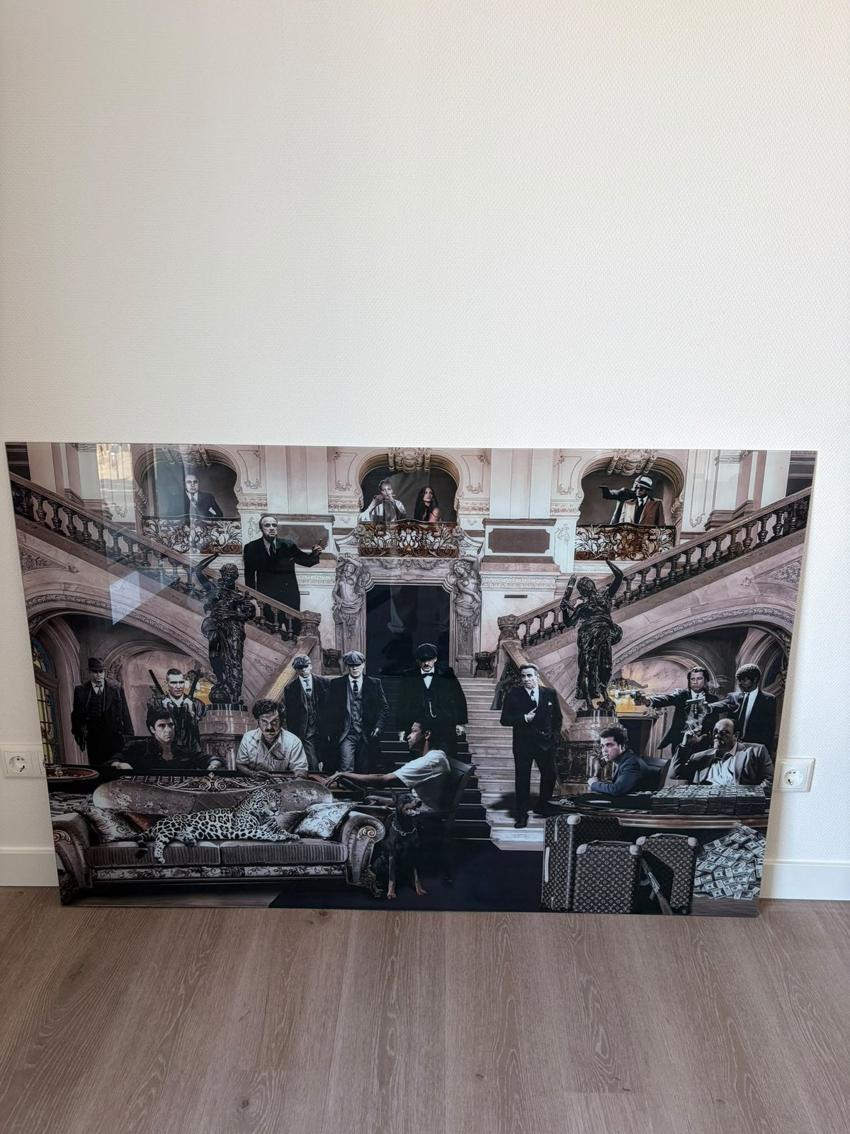 Maffia / Gangster glasplaat 100x150 cm, Ophalen of Verzenden, Nieuw, 100 tot 125 cm, Schilderij