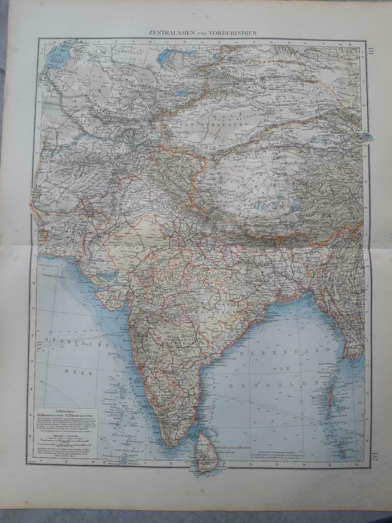 131-132 / Centraal Azië en India Schitterende Litho uit 1899, Ophalen of Verzenden