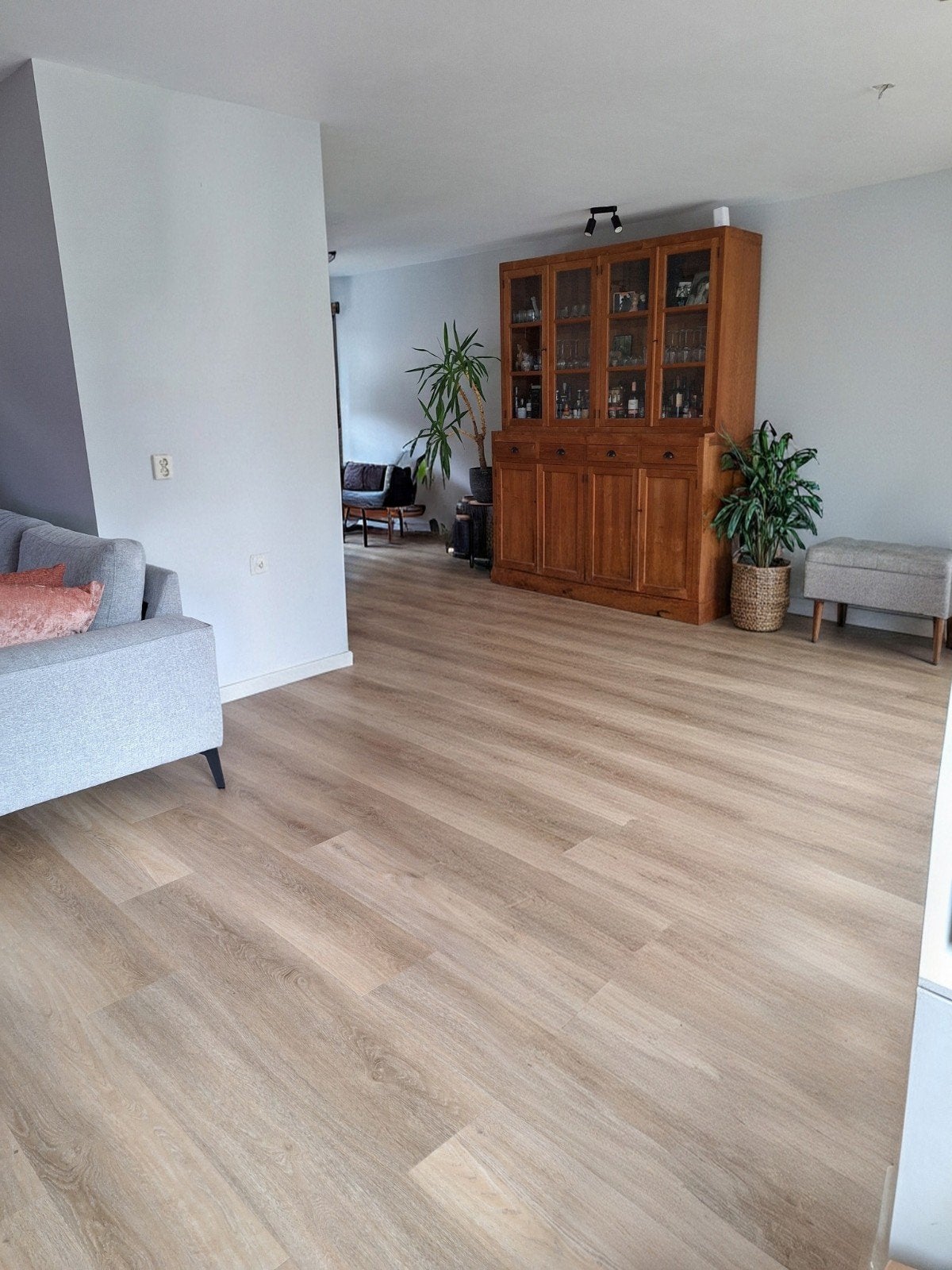 teak vitrine kast., Ophalen, 200 cm of meer, Zo goed als nieuw, 200 cm of meer