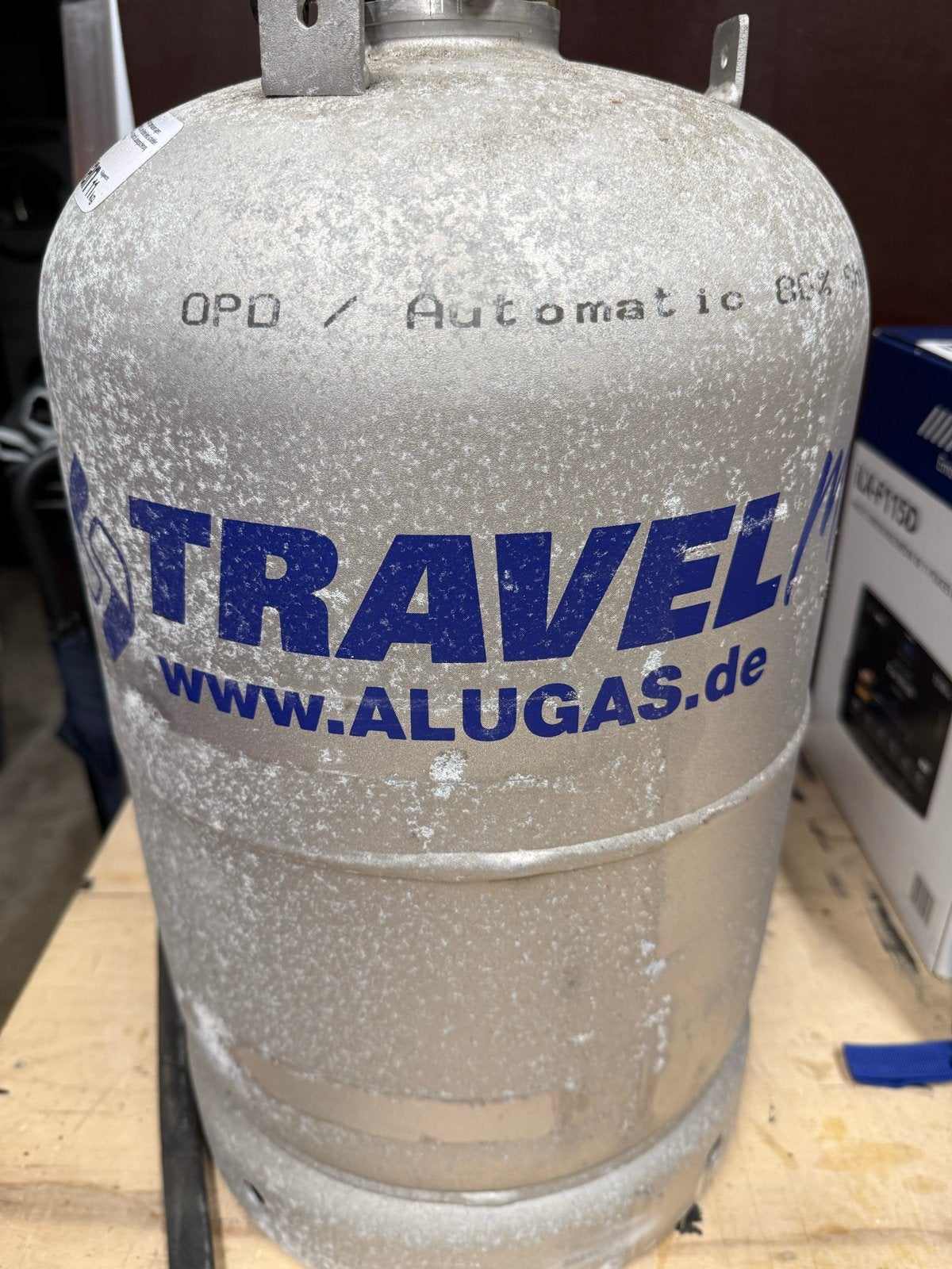 Alugas Travel Mate LPG gasfles 11kg met vulslang, Caravans en Kamperen, Ophalen of Verzenden, Gebruikt