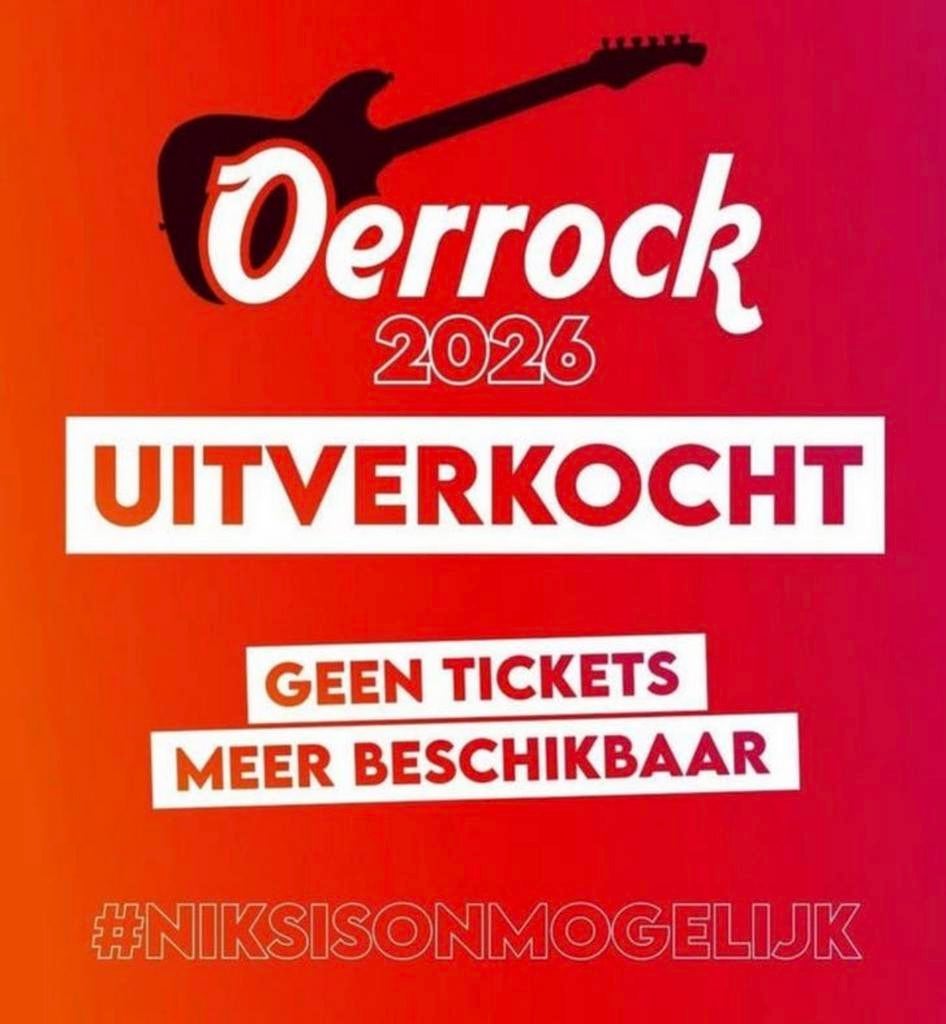 2 kaarten OERROCK 2026  voor vrijdag 15 mei, Tickets en Kaartjes, Concerten | Overige, Twee personen, Mei