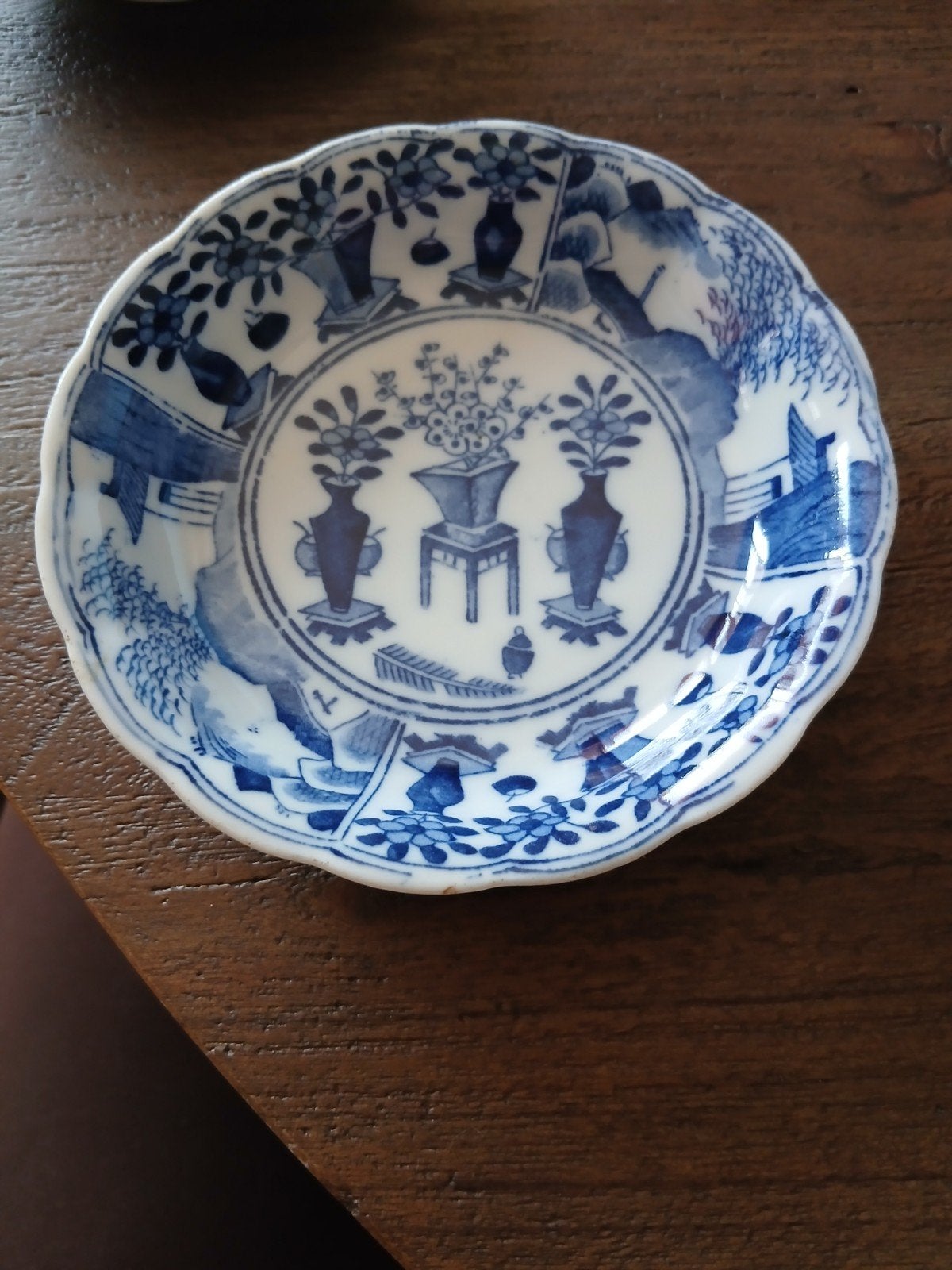 Antiek Japans Imari porseleinen schaaltje, blauw-wit, Ophalen of Verzenden