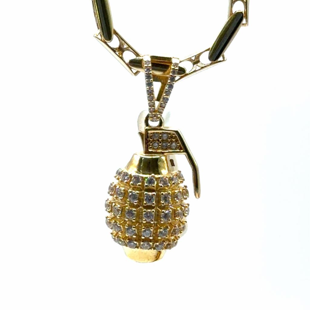 Gouden Granaat Hanger 14kt met Zirkonia - Nieuw, Www.bredajuwelier.nl, Nieuw, Ophalen of Verzenden, Kruis of Symbool