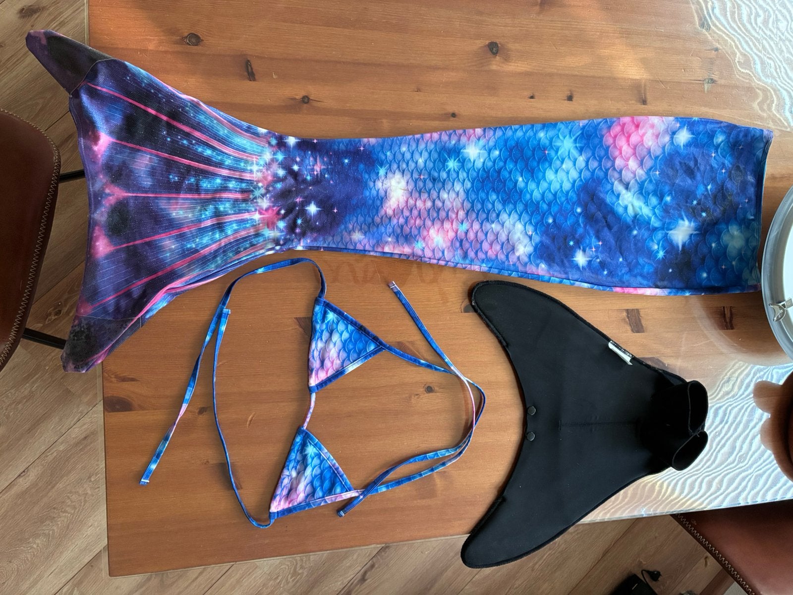 Zeemeerminstaart met monovin, bikini en duikbril  zgn, Kinderen en Baby's, Ophalen, Bikiniset, Meisje, Zo goed als nieuw