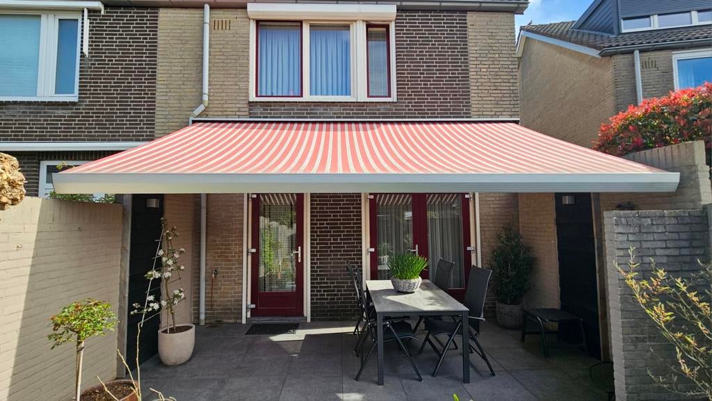 Zonnescherm - elektrisch bediend, Tuin en Terras, Zonneschermen, Ophalen, Gebruikt, Knikarmscherm, Elektrisch