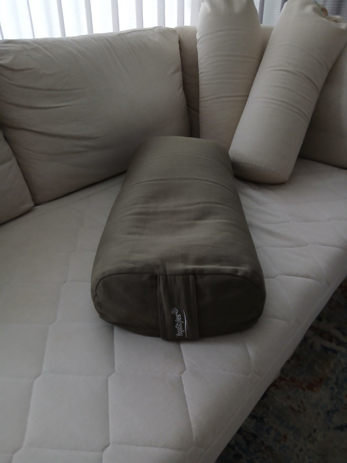 YogaStyles Design Bolster - Ovaal Grijs, Ophalen of Verzenden, Zo goed als nieuw, Yoga-accessoire