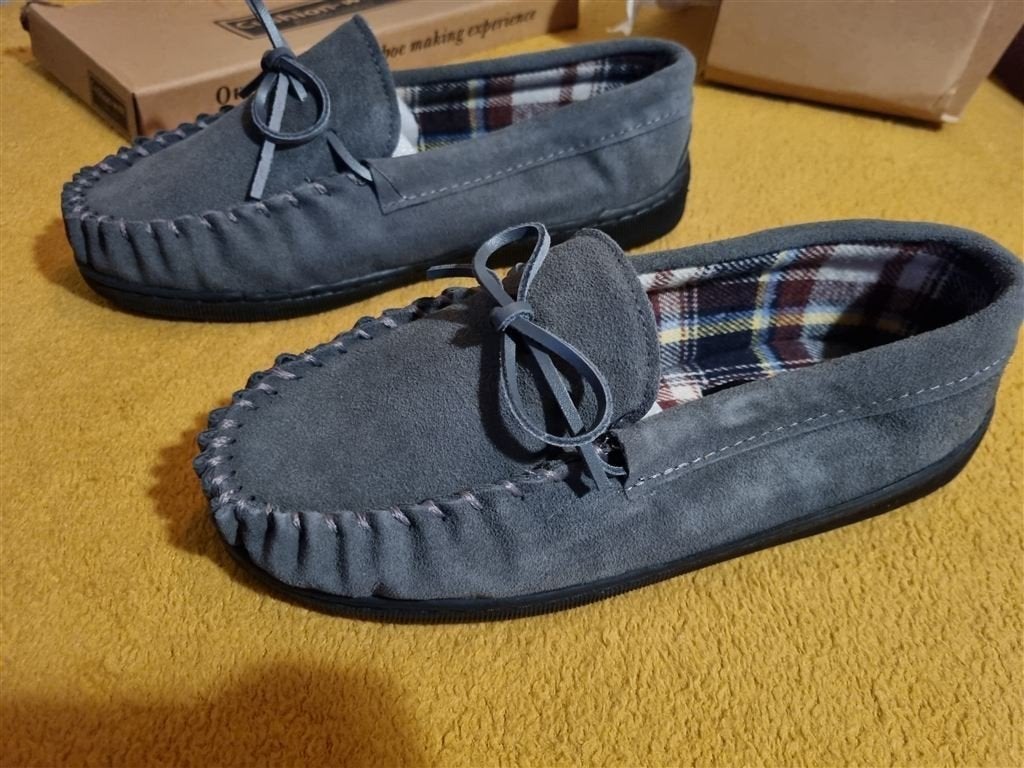 Cushion-Walk flexible comfort Suede Moccasin slippers grijs