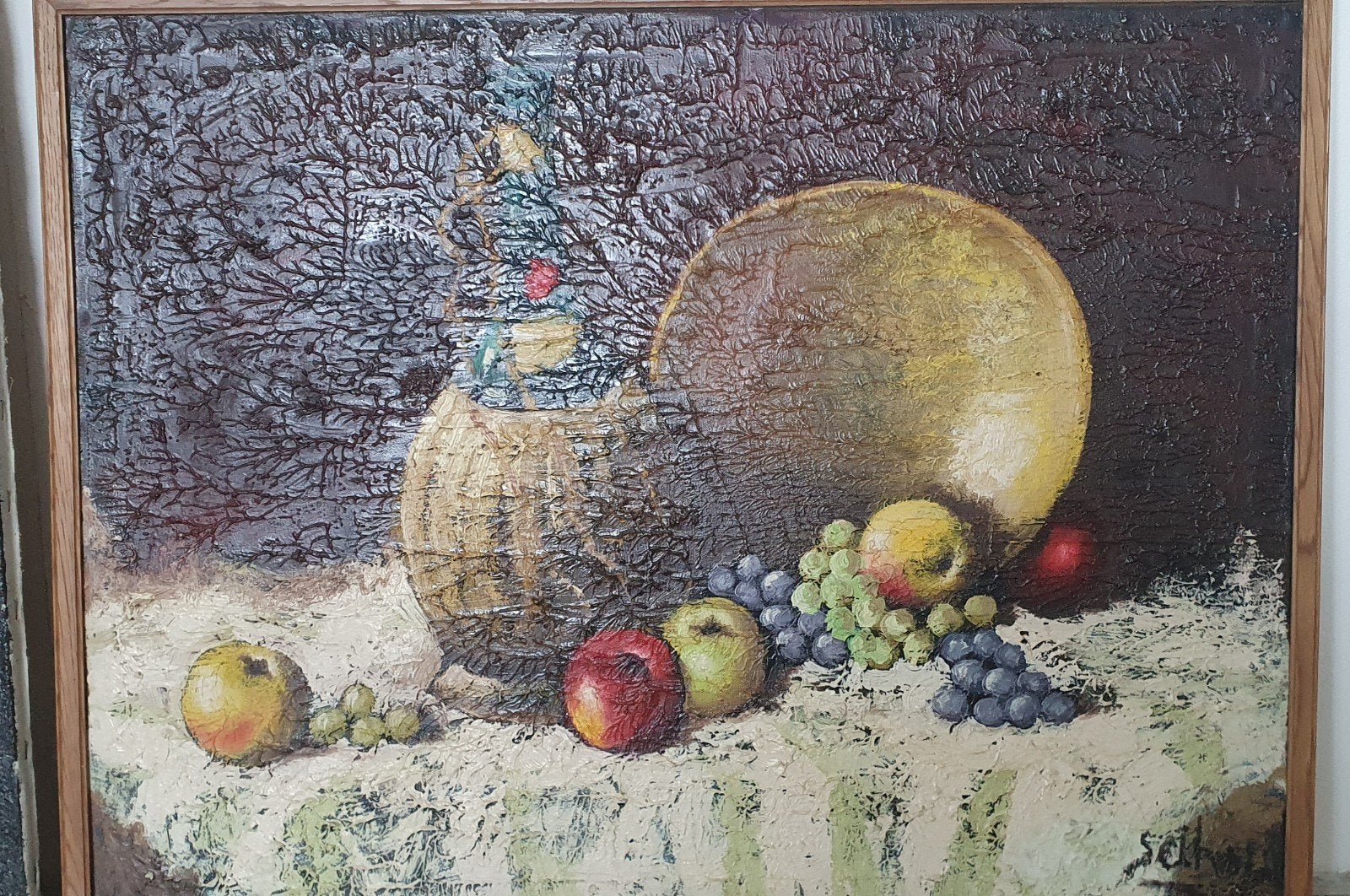 Vintage 3D Stilleven (83x63 cm) in Zware Eiken Lijst, Ophalen of Verzenden