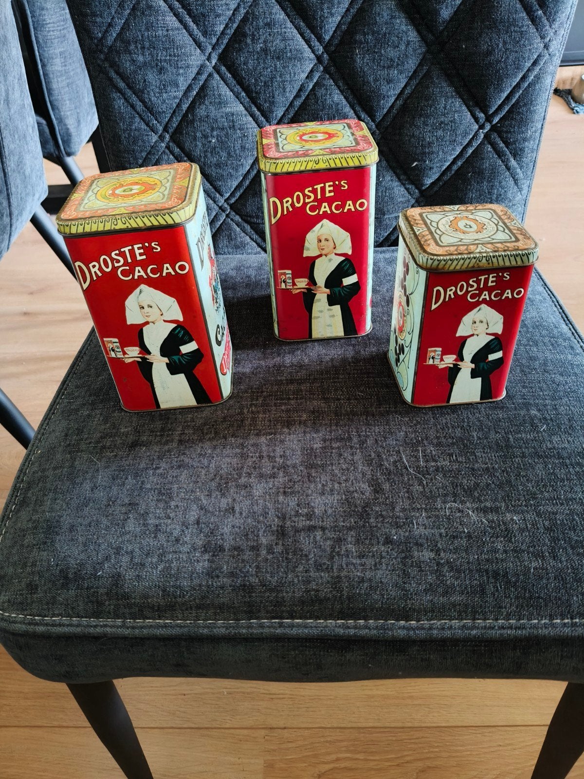 Set van 3 Vintage Droste Cacao Blikken, Ophalen, Gebruikt, Overige, Droste