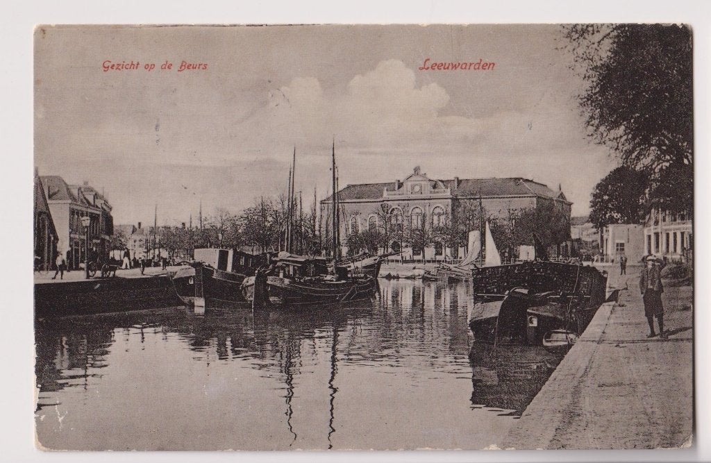 317 Leeuwarden 1912 Militaire Kaart Gezicht Beurs Boten Karr, Verzenden, Voor 1920, Gelopen, Friesland