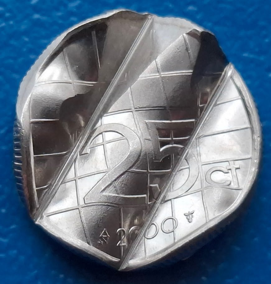Nederland 25 cent 2000 Ontwaard (gewokkeld), Verzenden, Koningin Beatrix, 25 cent, Losse munt