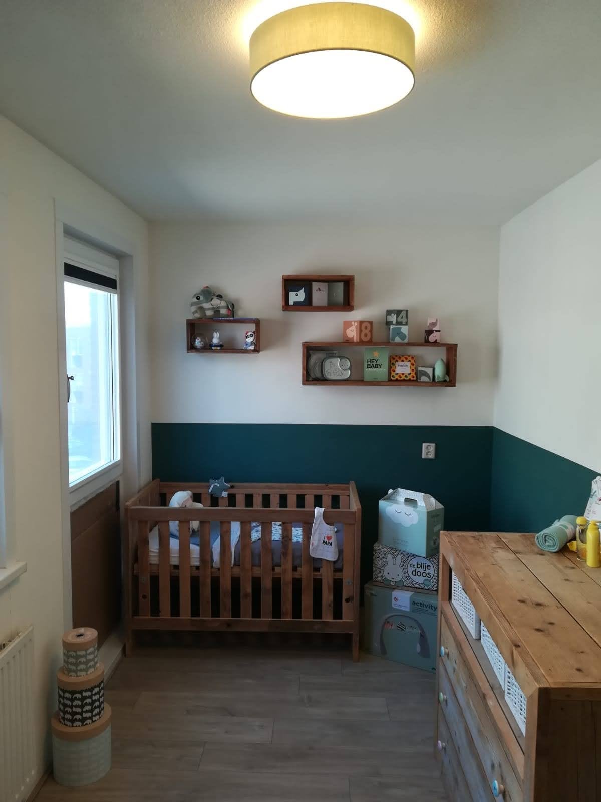Steigerhouten Ledikant & Commode met Aerosleep Matras, Ophalen, 70 tot 85 cm, 140 tot 160 cm, Zo goed als nieuw