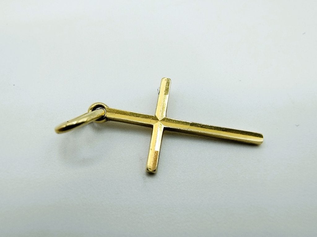 14 Karaats gouden kruis hangertje, Info@zilverwebsite.nl, Verzenden, Zo goed als nieuw, Zilverwebsite.nl