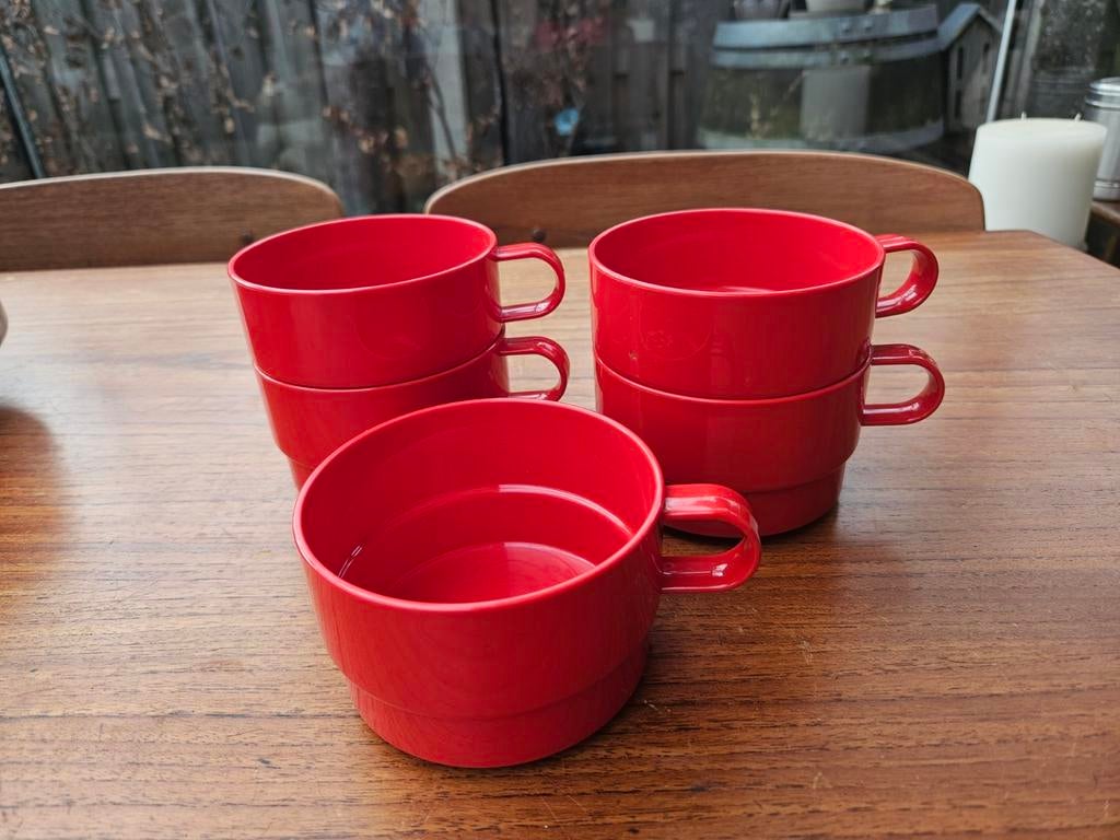 5x soepkom Mepal Rood, Ophalen of Verzenden