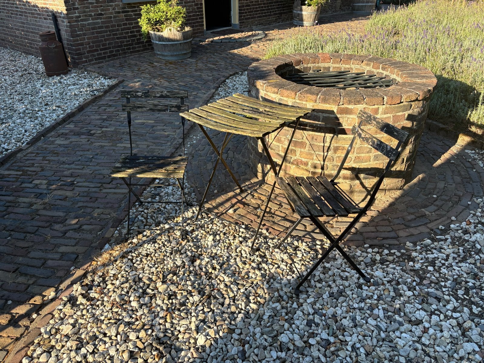 houten bistro set - inklapbaar, Ophalen, Gebruikt, Hout, Inklapbaar