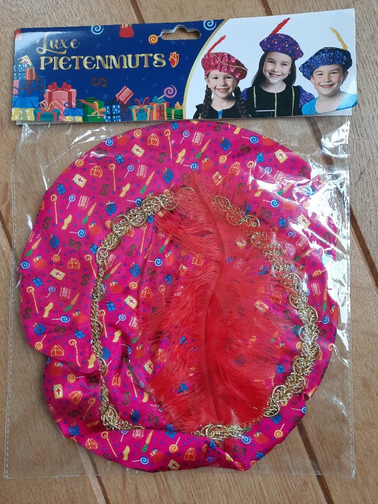 Pieten muts roze met print - one size, Diversen, Sinterklaas, Ophalen of Verzenden